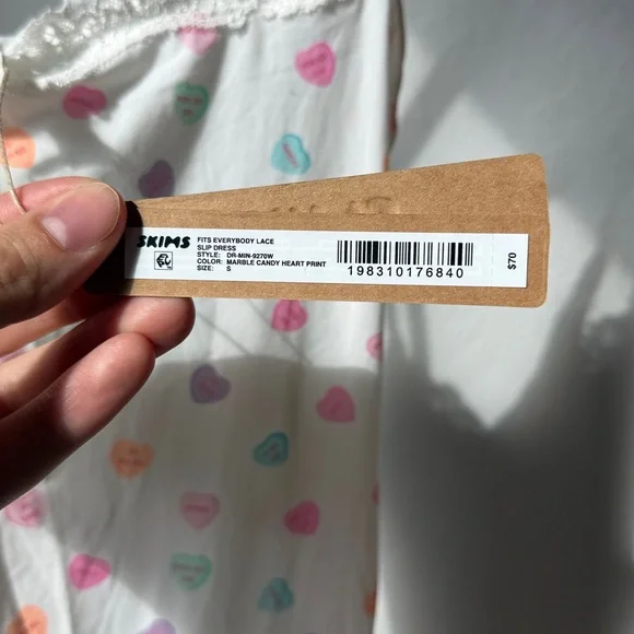 Skims Fits Everybody Lace Slip Dress Marble Candy Heart Print Skims Fits Everybody Lace Slip Dress Marble Candy Heart Print